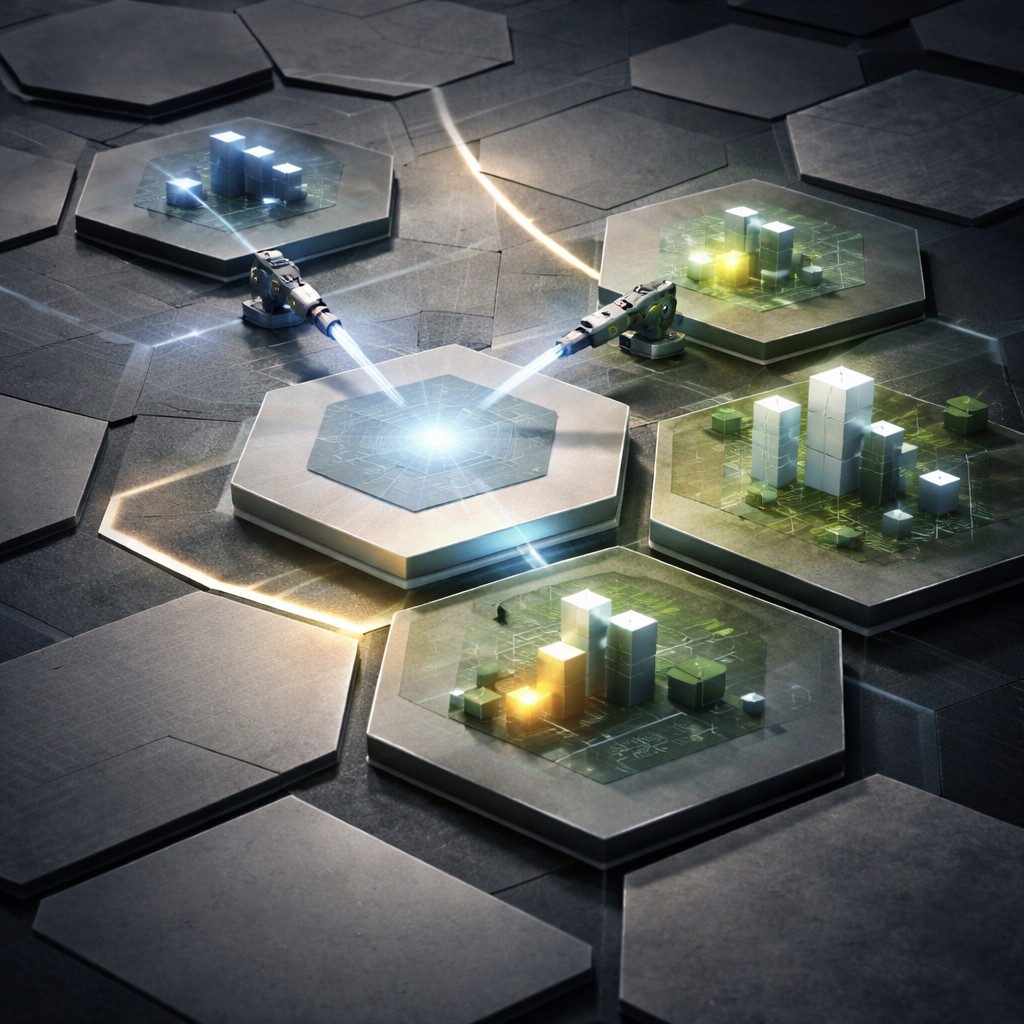Tailor visualization showing context-specific AI domains feeding a central design workspace.